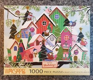 NEW Werkshoppe HOME FOR THE HOLIDAYS 1000 piece puzzle Christmas birdhouses - Picture 1 of 6