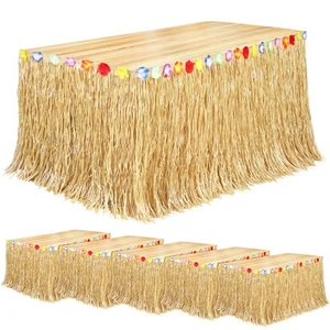 6 Pack Luau Grass Table Skirt Natural 9 Feet x 29.5 Inch Hawaiian Table Skirt... - Picture 1 of 7