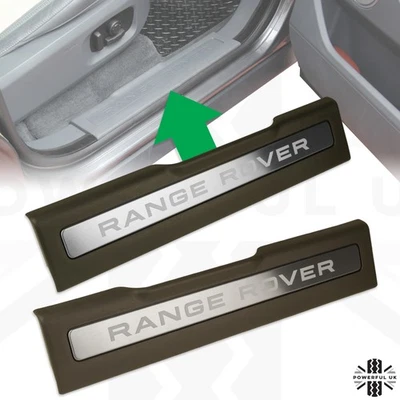 Front Door Scuff Plates Pair for Evoque Brushed Metal Etched L538 Espresso - image 1 of 4