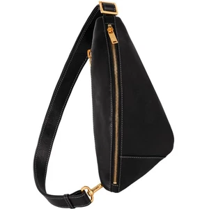 Leather Sling Bag - Full-Grain Leather Bag - Chest Bag for Men and Women (Black) - Picture 1 of 6