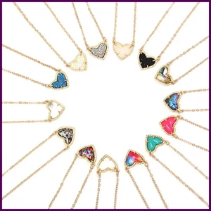 Mini Collar Corazón Druzy Imitación Abulón Brillo Resina Colgante Regalo San Valentín - Imagen 1 de 52