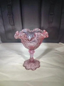 Fenton 7" Cavolo Rosa Vetro Composta Mirtillo Crimpato Piatto Caramelle Arruffato - Foto 1 di 6
