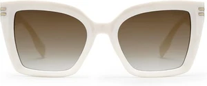 SOJOS Retro Oversized Polarized Cat Eye Sunglasses Womens White/Brown Lens - Picture 1 of 5