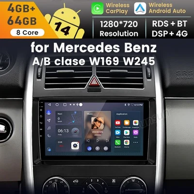 4G Carplay Car Stereo Radio GPS Navi For Mercedes Benz B A W245  Sprinter 4+64GB - Image 1 of 4