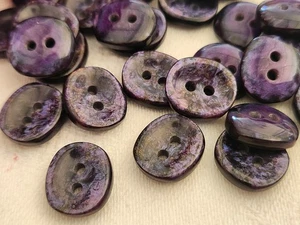 Lot 14 boutons vintage  violet moucheté ovale  1,1 sur 1,3 cm ref 1823 - Picture 1 of 2