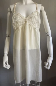 Vintage XL transparentes Nachthemd Nachthemd Spitze weiß und gold - Bild 1 von 9