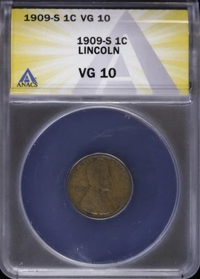 1909 S 1C Lincoln Wheat Cent ANACS VG 10 Very Good - Image 1 of 4