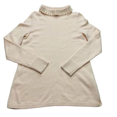 Suéter Talbots Mezcla Cachemira Mujer S Rubor Rosa Sabrina Perla Cuello Túnica Foto 1 de 4