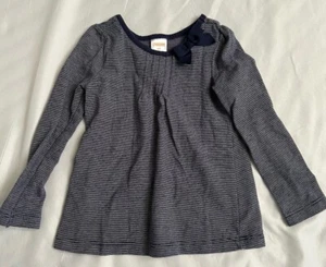 Camiseta de vestir/top plisada manga larga Gymboree niña azul marino rayas talla 2T nueva sin etiquetas - Imagen 1 de 3