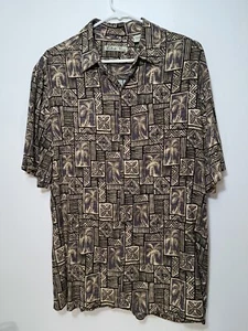 Batik Bay Short Sleeve Button Down Rayon Shirt Men size L. - Picture 1 of 7