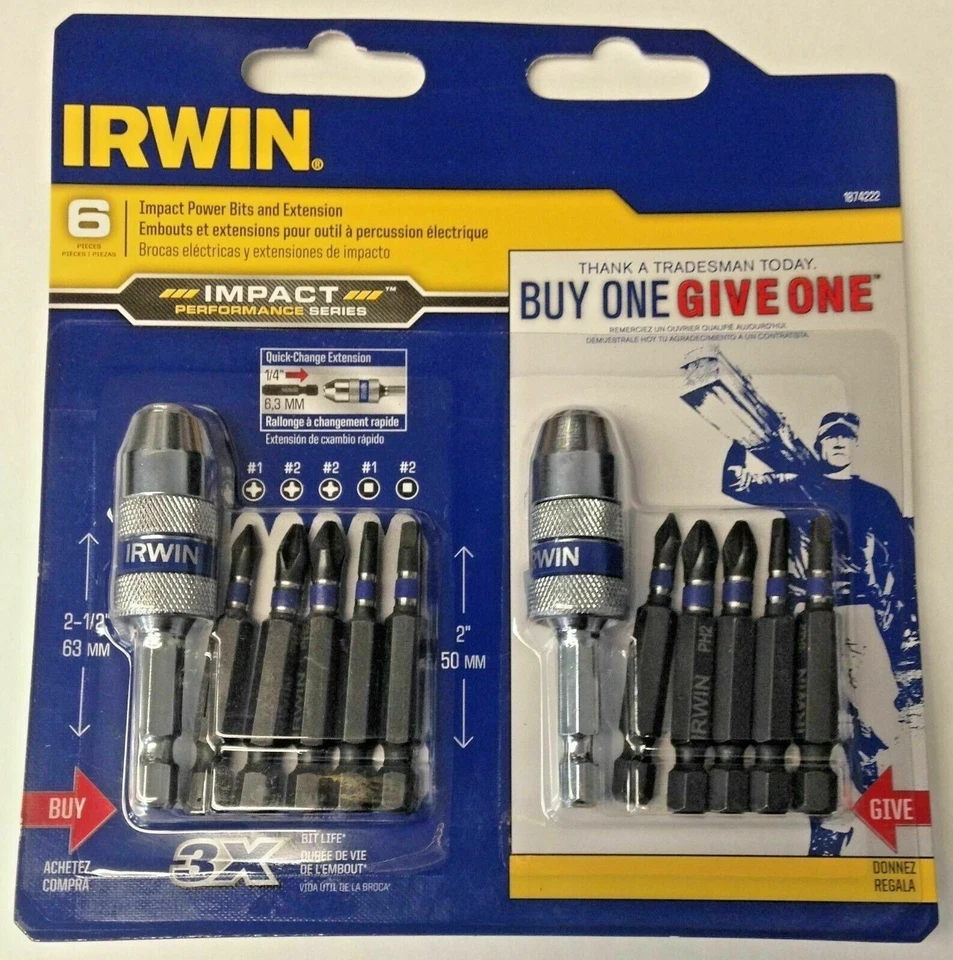 Irwin 1874222 Impact Power Bits And Extension 6 Piece Set x 2 - Image 1 of 1