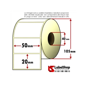 Rotolo da 2000 etichette adesive mm 50x20 Carta vellum 1 pista anima 40 - Foto 1 di 2