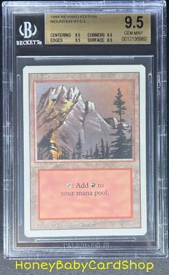 MTG 3rd Edition Revised 1994 Mountain (A) BGS 9.5Q (TRUE QUAD) GEM MINT 93/94 - Image 1 of 4