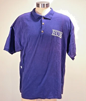 VINTAGE B.U.M. EQUIPMENT BLUE POLO SHIRT 90s NEW OLD STOCK WITH TAGS MEDIUM - Image 1 of 4