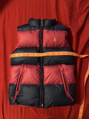 Ralph Lauren 女孩尺寸 6 X 双面羽绒背心粉色/海军蓝全拉链 — 第 1/4 张图片