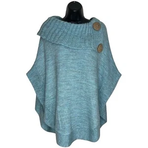 Urku Poncho Sweater Womens OS Alpaca Blend Ecuador Soft Cozy Buttons Boho Artsy - Picture 1 of 16