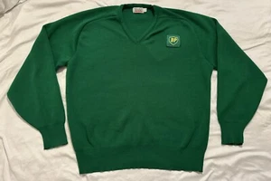 Vintage BP Patch Logo Men's Sz L Green V-Neck SWEATER Pullover British Petroleum - Picture 1 of 5