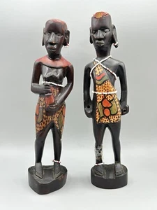 Vintage afrikanische Kunst Skulpturen Handarbeit Folk Kenia Ost Lot Mann Frauen SCHADEN - Bild 1 von 9