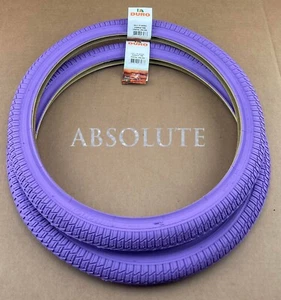 PAIR OF ALL PURPLE BICYCLE GENUINE DURO BMX TIRES IN 20 X 1.75 INFECTION TREAD. - Picture 1 of 1