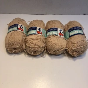 4 Skeins Perle Fin Yarn Pingouin Acrylic 1.75 oz. Sports Weight Beige - Picture 1 of 6