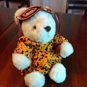 1987 White Gund Oso de Peluche Halloween Caramelo Maíz Vestido Máscara 12", 9" sentado B - Imagen 1 de 12