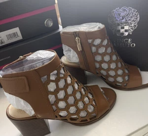 Vince Camuto Lanaira Sandals Shoes Heels Summer Cognac Brown Women's Sz 8 - Picture 1 of 8