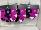 NEW Nike JORDAN 6 Pair Pack INFANT Socks  MSRP $18.00 PURPLE / BLACK /WHITE