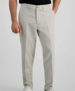Kenneth Cole Reaction Men's Beige Solid Slim-Fit Linen Pants Size 38W 32L - Picture 1 of 4