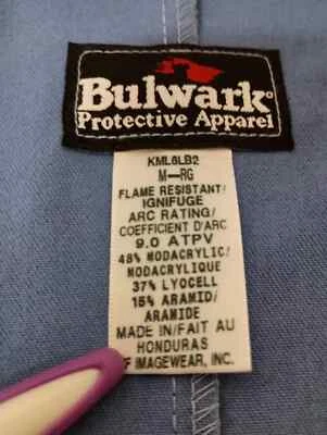 Bulwark FR Concealed Snap-Front Lab Coat Flame Resistant Blue NEW - Image 1 of 4