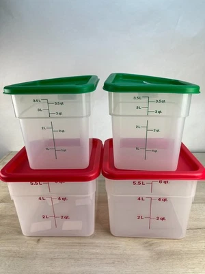 Cambro Containers With Lids - 4 Quart and 6 Quart Food Storage Set - 2 Pack
