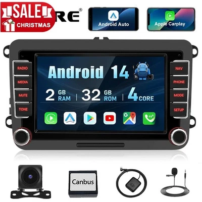 Android 14 Autoradio Carplay GPS Navi Kam Für VW GOLF 5 6 Touran Tiguan Polo EOS - Bild 1 von 4