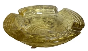 Vintage Anchor Hocking Amber Soreno Ripple Glass Ash Tray 4.25” Rounded Bottom - Picture 1 of 4