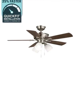 Hampton Bay Vaurgas 44 in. LED Indoor Brushed Nickel Ceiling Fan with Light Kit - Picture 1 of 3
