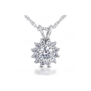 1.18ctw H/VS2 Round Cut Natural Certified Diamonds White Gold Pendant + Chain - Picture 1 of 3
