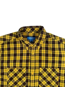 Adidas Men’s Yellow And Black Check Long Sleeve Shirt - Size Large (42/44) - Picture 1 of 7