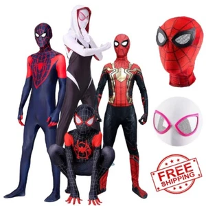 Spider-Man Costume Miles Gwen Halloween Jumpsuit Kids & Adult Cosplay Bodysuit - Picture 1 of 47