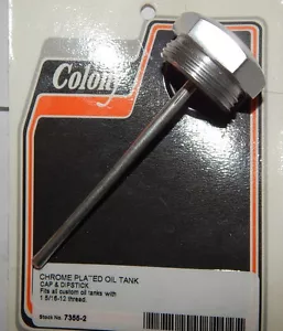 Harley Chrome Oil Tank Cap & dipstick custom oil Tanks 1-5/16-12Threads new - Foto 1 di 1