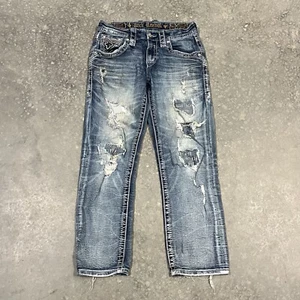 Rock Revival Prewitt Straight Distressed Blue Denim Jeans Men’s Sz 30x29 Read - Picture 1 of 13