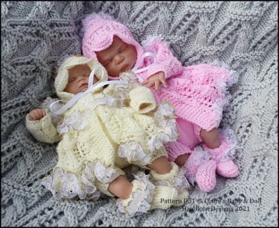 KNITTING PATTERN LACY MATINEE SET D51 REBORN DOLL OR 10-16" DOLL PREM BABY