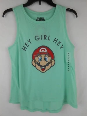 Super Mario Hey Girl Hey Women's Ocean Wave Green Tank Top Shirt Medium M NWT - Image 1 of 3