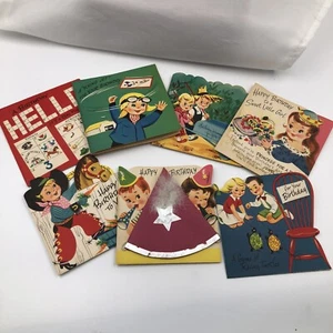Vintage 50's Toycards Birthday Cards Darling Graphics 7 Cards plus Envelopes - Picture 1 of 14