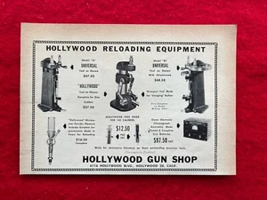 Vintage 1950 Hollywood Gun Shop Print Ad Firearm Reloading Equipment Ad Only - Picture 1 of 7