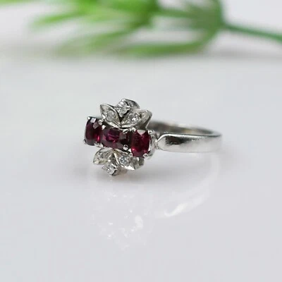 Anillo de boda granate natural anillo de plata de ley 925 anillo de granate ovalado Foto 1 de 4