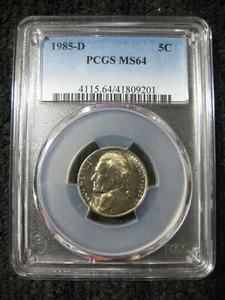 1985 D Jefferson Nickel PCGS MS64 - Picture 1 of 2