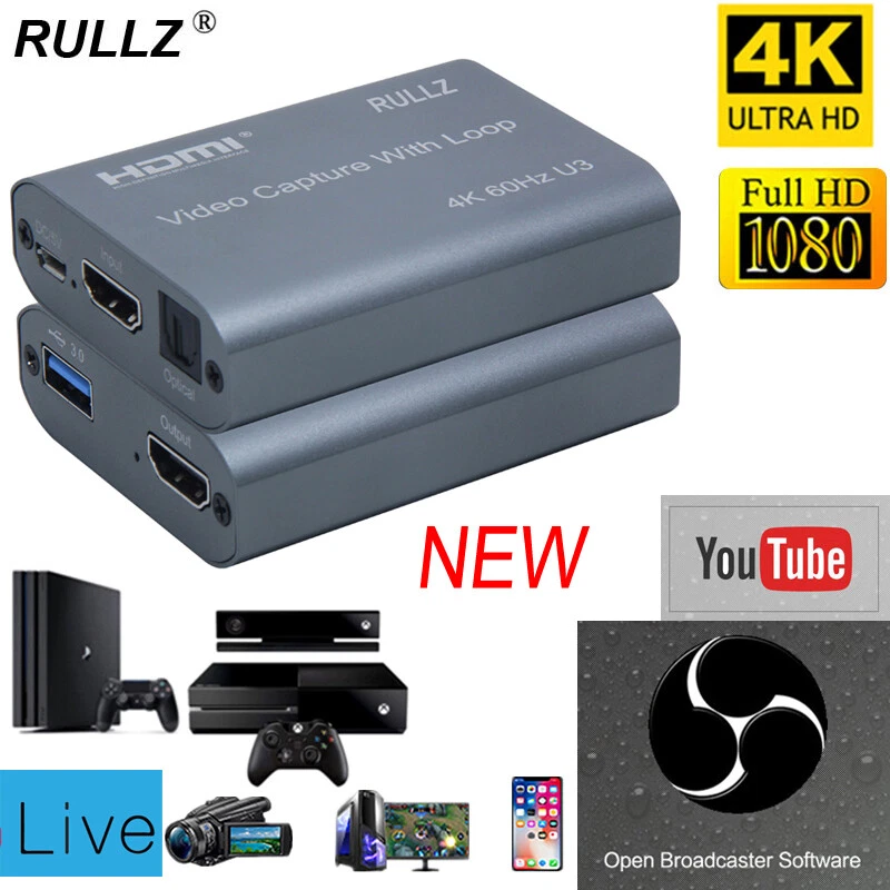 4K 60HZ USB 3.0 Loop Out Audio Video Capture Card Game Record Live Streaming Box - Image 1 of 4