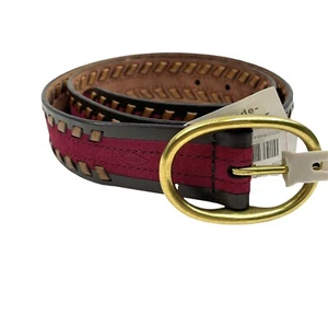 NEW Fossil braided leather belt Size S raspberry brown Boho Western - Picture 1 of 6