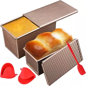 2 Pack Pullman Loaf Pan with Lid 1 Lb/0.5 Lb Dough Capacity for Homemade Bread - Picture 1 of 1