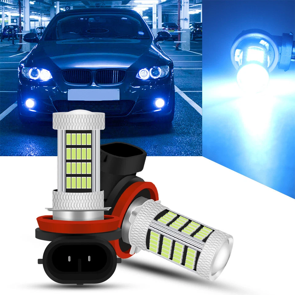 2pcs Ice Blue H8 H9 H11 LED 92SMD Bulbs 8000K Fog Lights For BMW 1 3 5 7 Series - Image 1 of 1