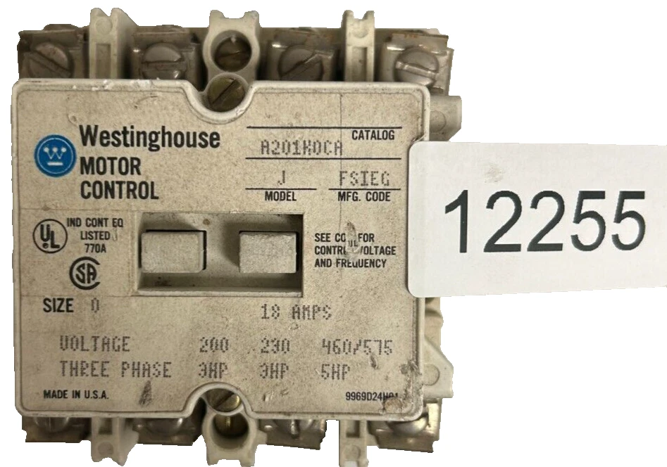 Westinghouse A201K0CA Motor Control 18 Amps - Image 1 of 1