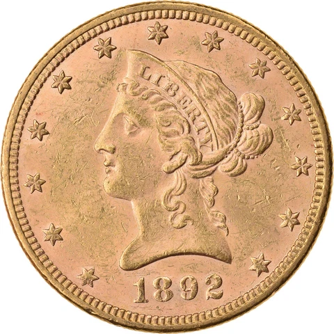 [#864325] Coin, United States, Coronet Head, $10, Eagle, 1892, U.S. Mint, Philad Cover